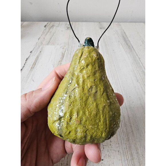 Vintage dept 56 green pumpkin gourd ornament Halloween glitter shabby chic uniqu - Picture 4 of 7